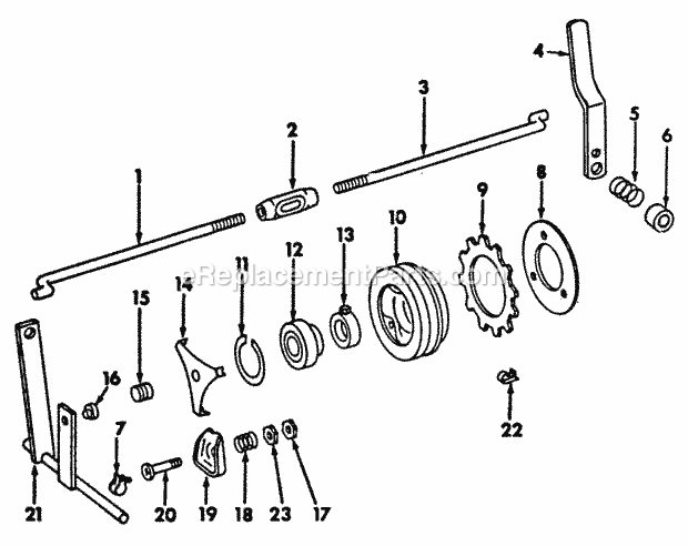 Engine Driven Power Take-Off Diagram and Parts List for 104  Cub Cadet Lawn Tractor